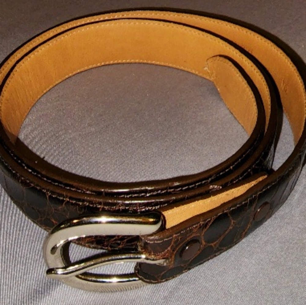 Alligator Belt Size 34 Rich Brown NWOT